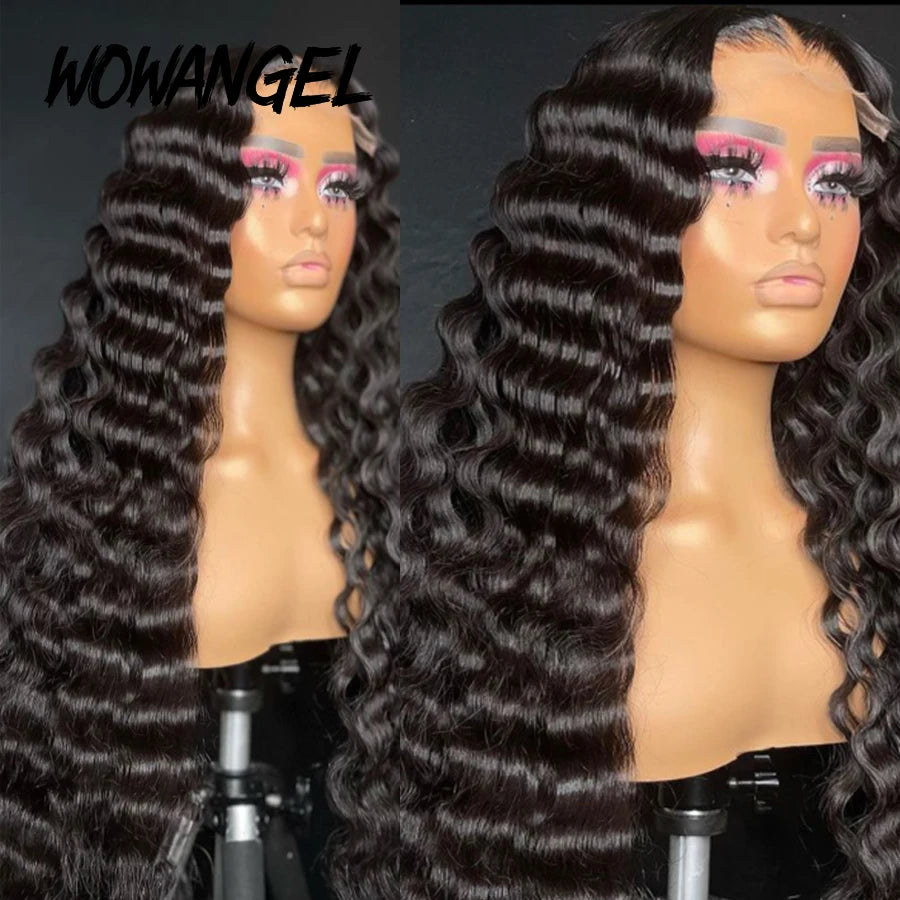 32 inch HD Lace Frontal With Bundles Deep Wave Human Hair 5x5/6x6/13x4/13x6 Brazilian Remy Hair Melt Skins Hair Weave Extension