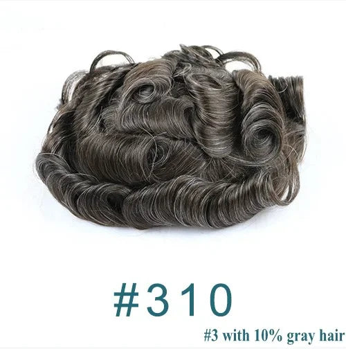 Natural Hairline 0.02mm Super Thin Skin 80-90%Density Invisible Men Toupee Light Brown Grey 1B80 Human Hair Capillary Prosthesis