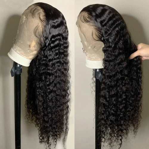 13x4 13x6 Transparent Loose Deep Wave Human Hair Wigs 30 32 34 Inch Deep Curly 4x4 Lace Closure Human Hair Wigs For Women 180%