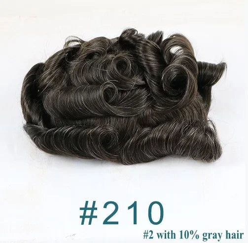 Natural Hairline 0.02mm Super Thin Skin 80-90%Density Invisible Men Toupee Light Brown Grey 1B80 Human Hair Capillary Prosthesis