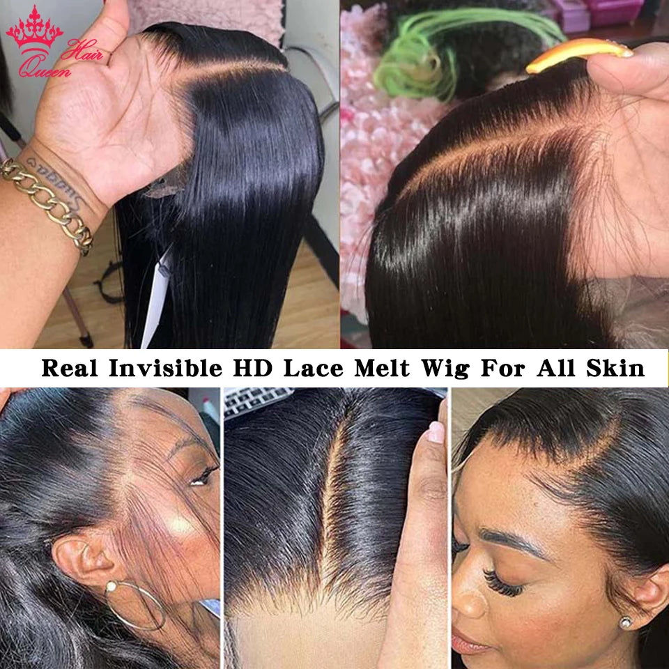 Invisible HD Lace Frontal Wig 13x4 Lace Front Wig Human Hair Bone Straight Transparent Lace Raw Human Hair Wigs Lace Closure Wig