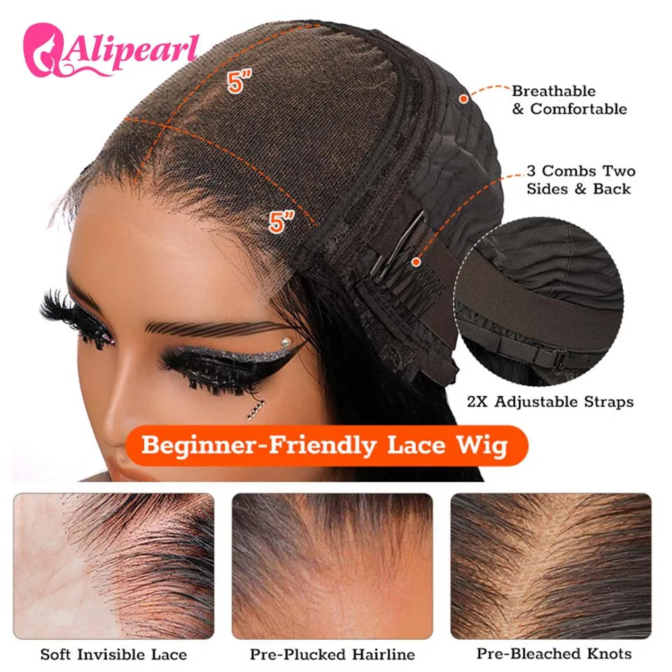 AliPearl Hair Real HD Lace Front Human Hair Wigs Pre Plucked Water Wave 5x5 HD Transparent Lace Wigs Peruvian Hair For Woman