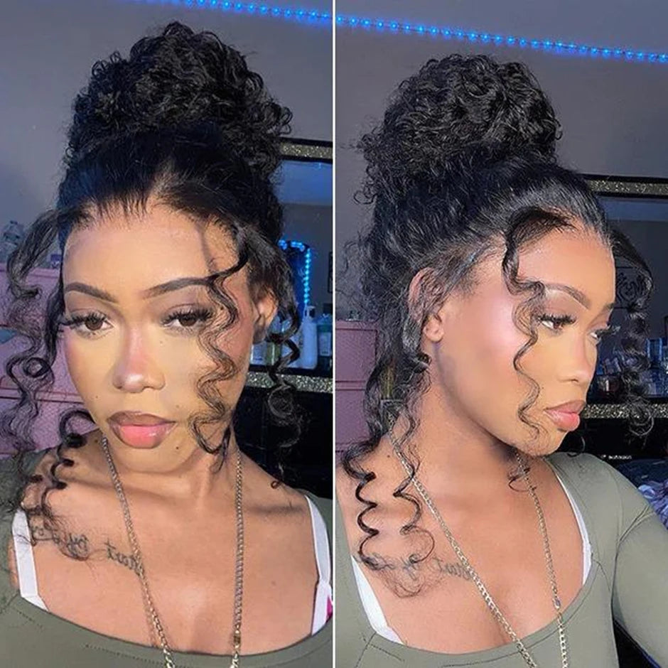 ISEE 360 Kinky Curly Wear Go Glueless Wig With Invisi Draw-strings Pre-Cut Lace Wear Go Wigs Pre-Bleached Knots  Human Hair Wig