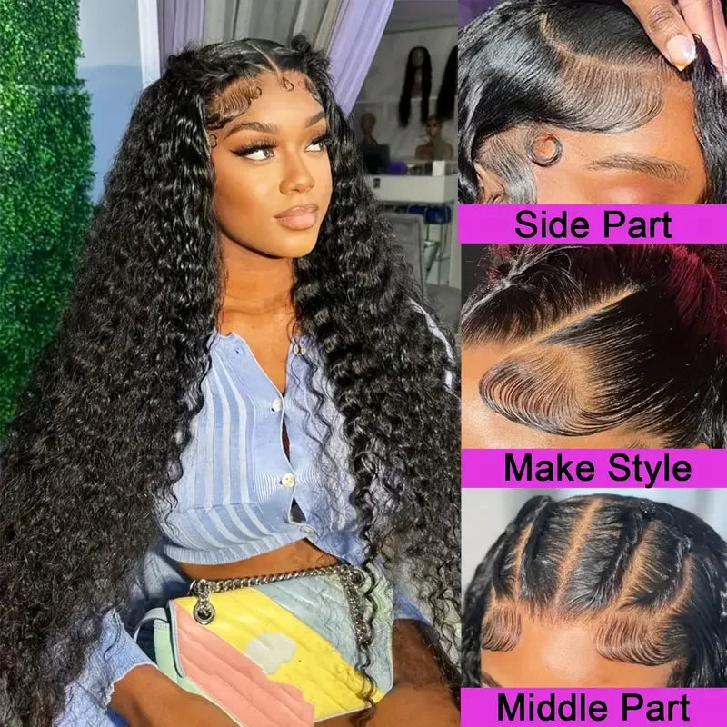 Pre Plucked Natural Color 5x5 13x4 Transparent Lace Front Wig Water Wave Lace Front Wig 200% Density Human Hair Wig