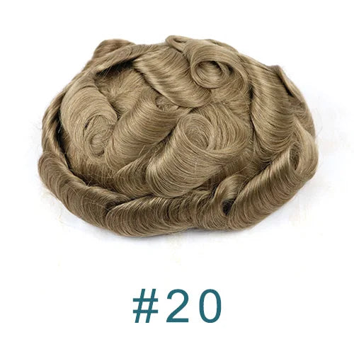 80%Density Old Man 1B80 Blonde Undetectable 0.02mm Ultra Thin Skin Vloop Men's Toupee Natural Hairline Microskin Hair System