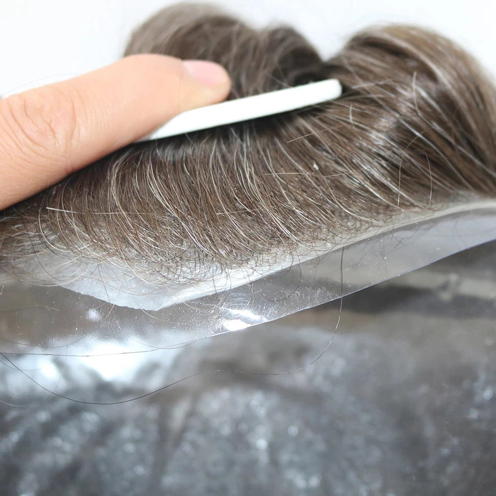 80%Density Old Man 1B80 Blonde Undetectable 0.02mm Ultra Thin Skin Vloop Men's Toupee Natural Hairline Microskin Hair System