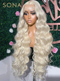 #60 Color Platinum Ash Blonde Lace Front Wigs Human Hair White 13X6 HD Transparent Lace Frontal Wig For Women Pre Plucked