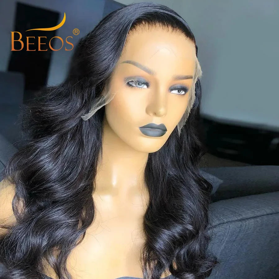 BEEOS 36in 250% Body Wave 13x6 HD Lace Frontal Wig Preplucked 13x4 HD Lace Frontal Human Hair Wigs For Women Melt Skin Brazilian