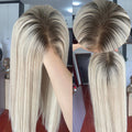 High Quality Human Hair Highlight Ash Blonde 13x6 Lace Frontal Transparent Lace Front Wigs Colored Straight Wigs for White Woman