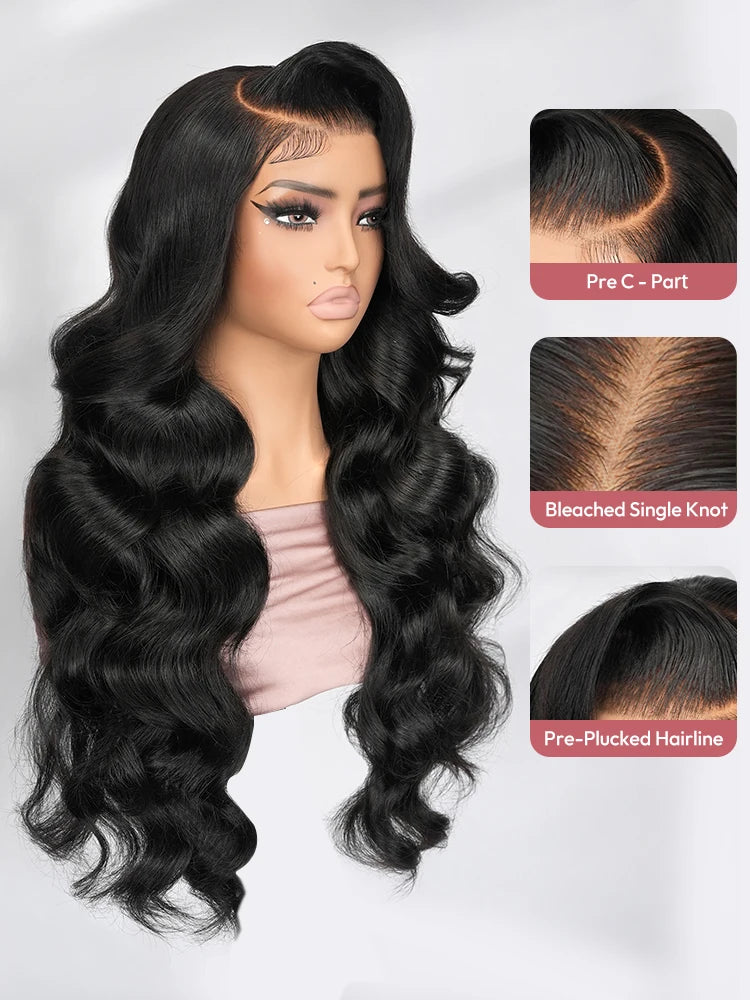 Alipearl Hair 6x8 Ultra Undetectable HD Lace Wig Side Part Glueless Body Wave Ready To Go Wig With Natural Black