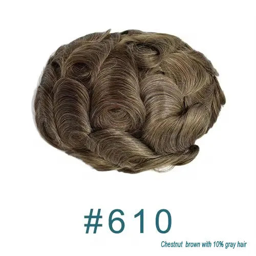Natural Hairline 0.02mm Super Thin Skin 80-90%Density Invisible Men Toupee Light Brown Grey 1B80 Human Hair Capillary Prosthesis