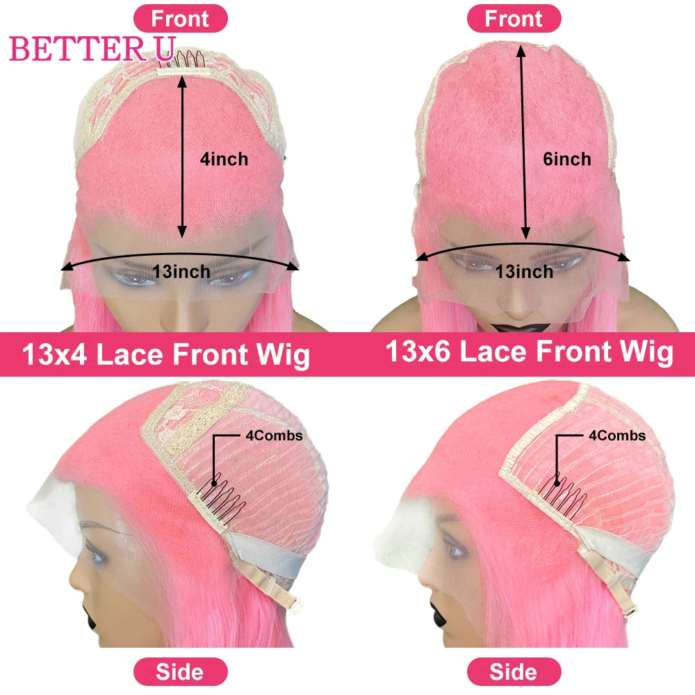 Light Blue Straight 13X6 Transparent Lace Front Human Hair Wig Pre-Plucking Brazilian 613 Colored 13x4 Lace Front Wig For Women