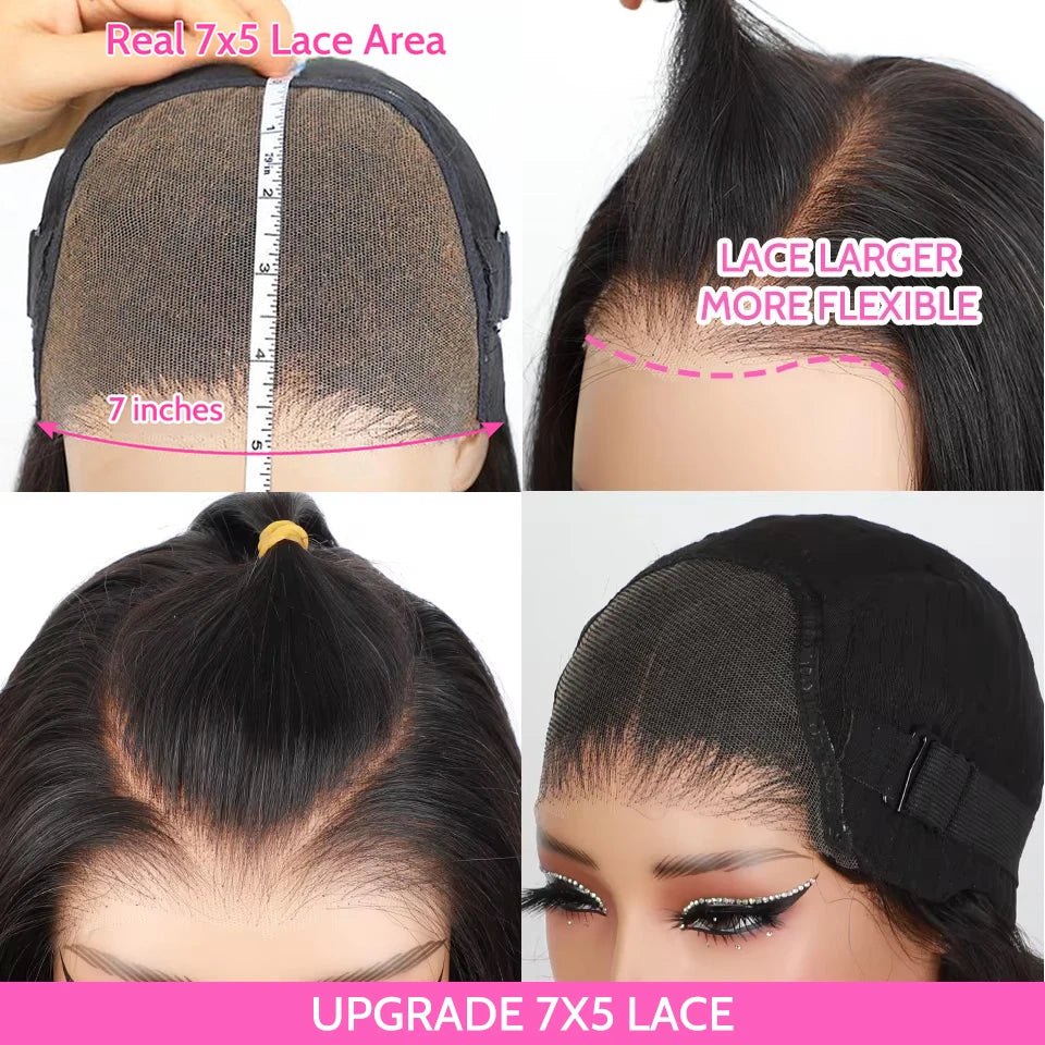 Wear Go Glueless Wigs ISEE Hair Brazilian Kinky Straight 7x5 HD 100% Glueless Preplucked Human Wigs Ready To Go Pre Cut No Glue