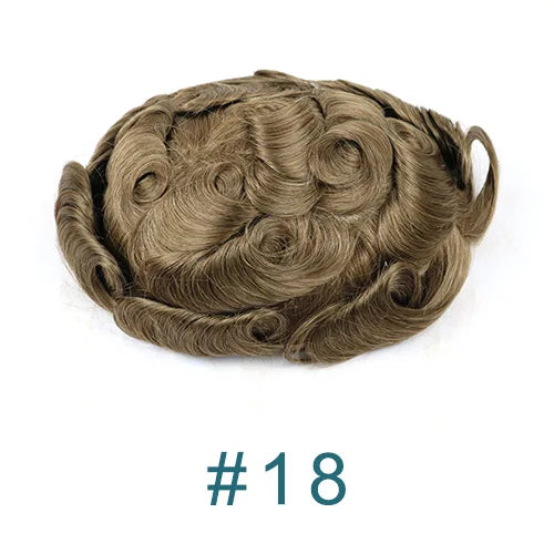 80%Density Old Man 1B80 Blonde Undetectable 0.02mm Ultra Thin Skin Vloop Men's Toupee Natural Hairline Microskin Hair System