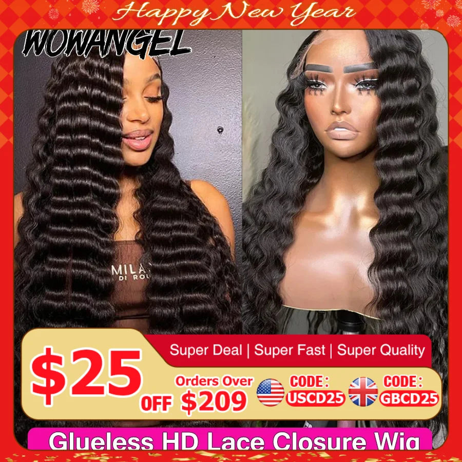 250% Loose Deep Wigs Glueless Wig Invisible 5x5 HD Lace Closure Wig 30 inch Melt Skins Human Hair Wigs Ready to Go Wig For Woman