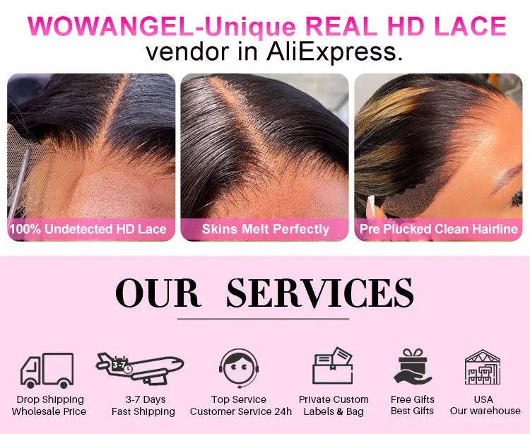 Wow Angel HD Lace Frontal Wigs 250% 13X6 Lace Front Wigs Water Wave HD Lace Closure Curly Wig Full Lace Human Hair Wig For Woman