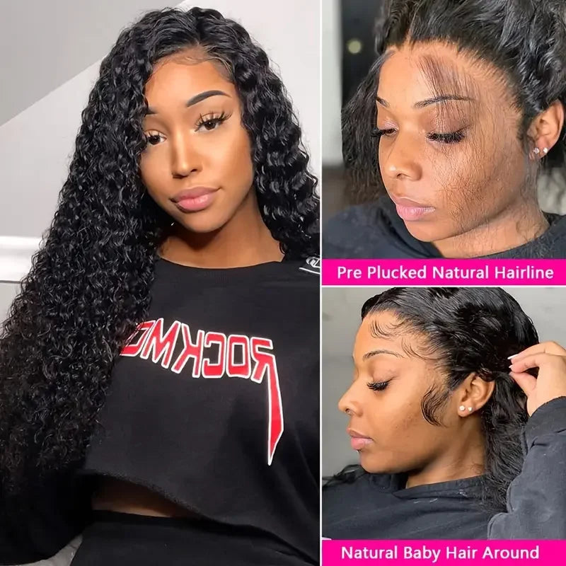 Pre Plucked Natural Color 5x5 13x4 Transparent Lace Front Wig Water Wave Lace Front Wig 200% Density Human Hair Wig