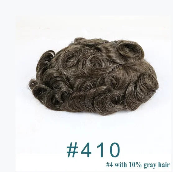 Natural Hairline 0.02mm Super Thin Skin 80-90%Density Invisible Men Toupee Light Brown Grey 1B80 Human Hair Capillary Prosthesis