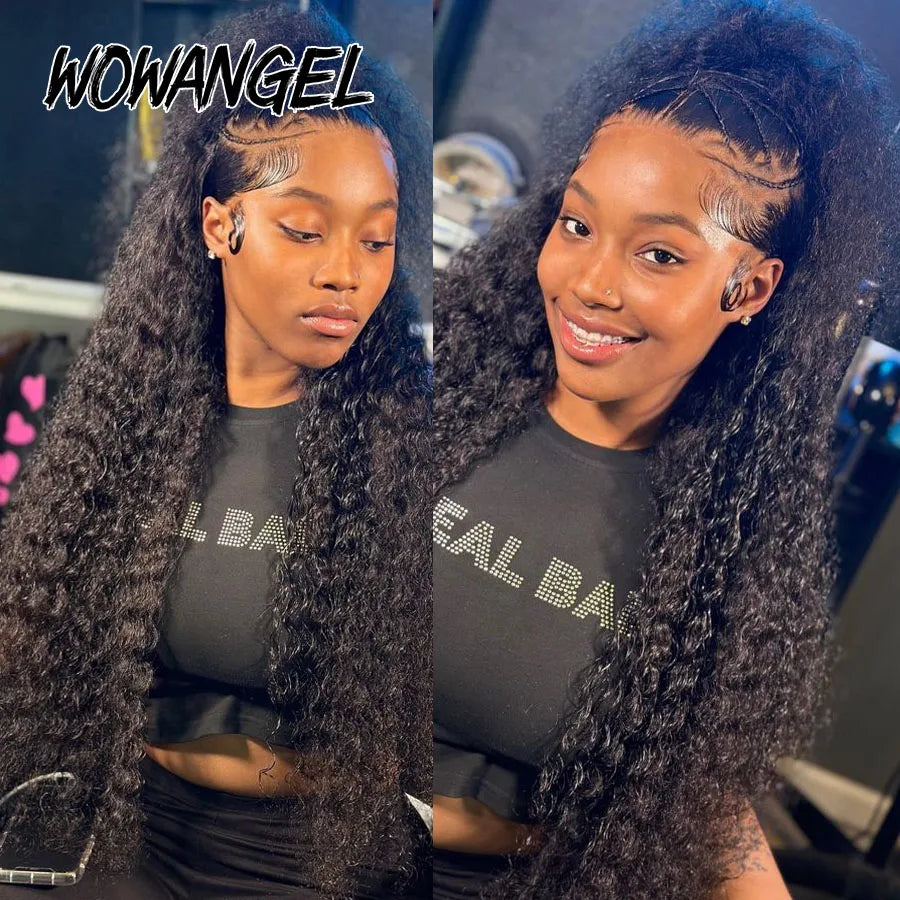 Wow Angel HD Lace Frontal Wigs 250% 13X6 Lace Front Wigs Water Wave HD Lace Closure Curly Wig Full Lace Human Hair Wig For Woman