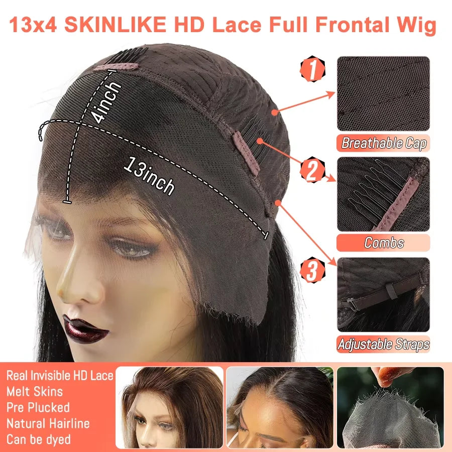 Glueless Curly Baby Hair 13*4 Real HD Lace Frontal Wig Kinky Edge Kinky Straight 5*5 HD Tranparent Lace Closure Human Hair Wigs