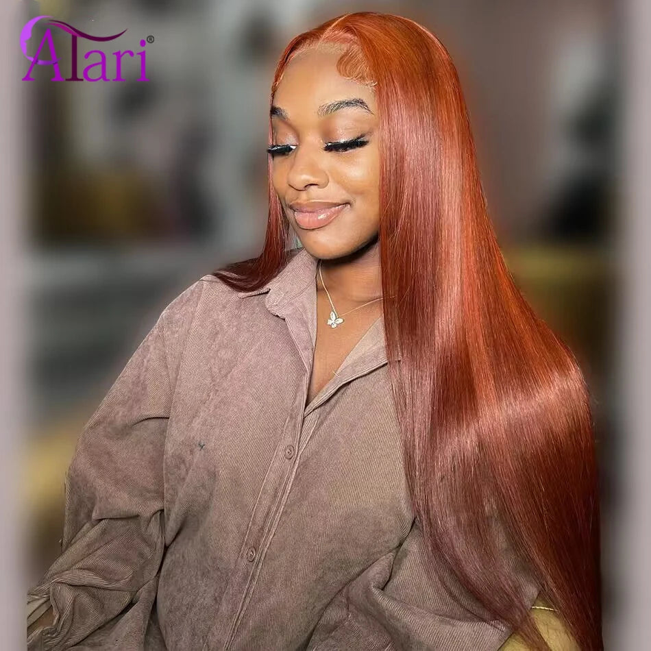 Transparent 13x4 13x6 Lace Frontal Wig Ginger Orange Straight Human Hair Wigs for Women Pre Plucked 5x5 Lace Closure Wig