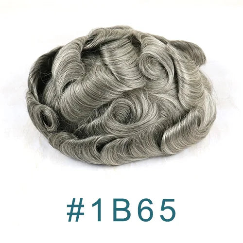 80%Density Old Man 1B80 Blonde Undetectable 0.02mm Ultra Thin Skin Vloop Men's Toupee Natural Hairline Microskin Hair System