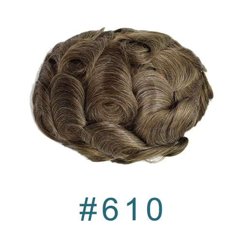 80%Density Old Man 1B80 Blonde Undetectable 0.02mm Ultra Thin Skin Vloop Men's Toupee Natural Hairline Microskin Hair System