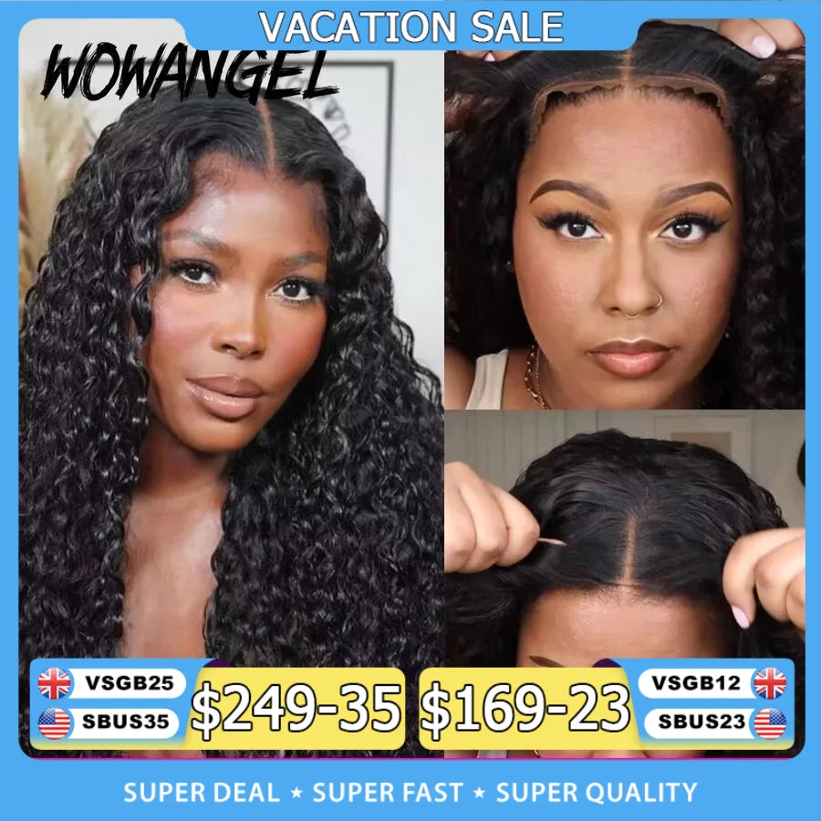 7x7 6x6 5x5 Glueless HD Lace Closure Wig Water Wave Wig Melt Skin Pre Plucked Curly Human Hair Wigs Ready to Wear Wigs For Woman