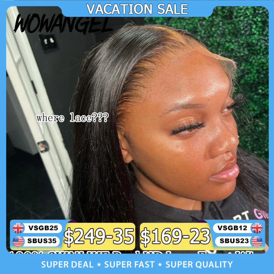 Wow Angel HD Full Frontal Wigs 36inch Straight Melt Skins 13x6 HD Lace Front Human Hair Wigs Virgin Hair Pre Plucked Glueless
