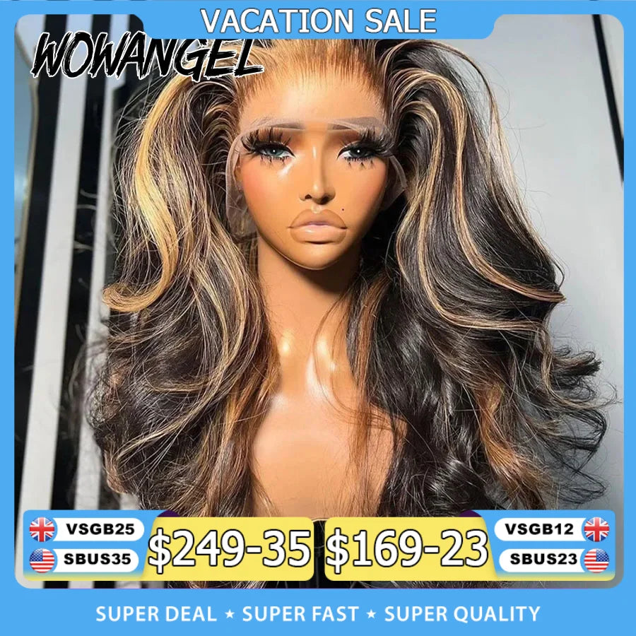 1B27 Highlight Colored Wig 13x6 HD Lace Frontal Human Hair Wig 34inch Body Wave Melt Skin 13x4 Full Frontal Wig Brazilian Hair