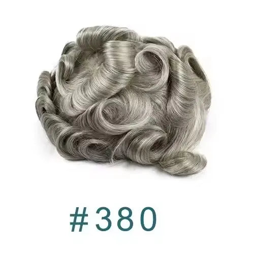 Natural Hairline 0.02mm Super Thin Skin 80-90%Density Invisible Men Toupee Light Brown Grey 1B80 Human Hair Capillary Prosthesis