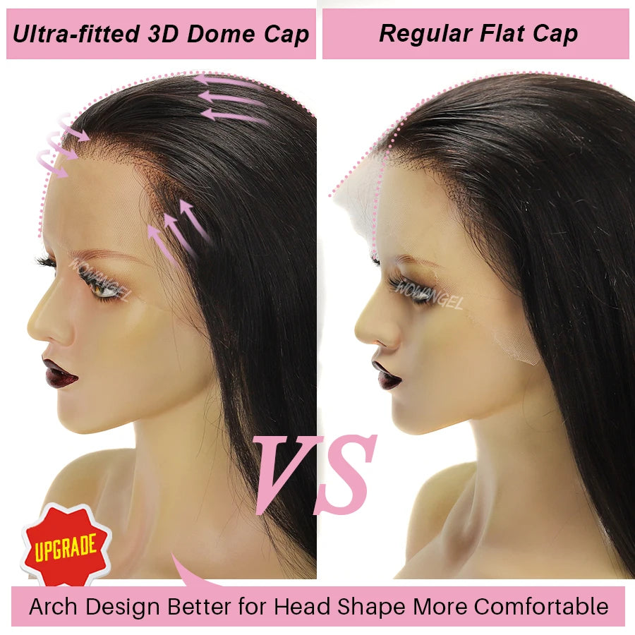 Wow Angel 250% 13x6 HD Lace Frontal Wig Straight Ultra-Fitted HD Transparent Lace Front Human Hair Wigs Melt Skins For Women