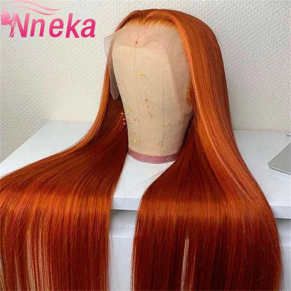 36 Inch Orange Ginger 13x6 Hd Lace Frontal Wigs Human Hair 13X4 Straight Lace Front Wigs Human Hair Colored Wigs For Women