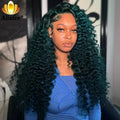 Dark Green Loose Curly Wigs 200 Density 13x6 Hd Lace Frontal Wigs Brazilian Deep Wave Curly Human Hair Wigs Pre Plucked Wig