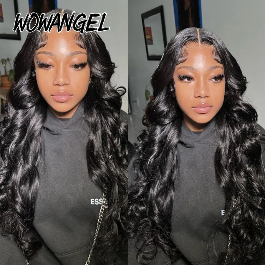 Wow Angel 7x7 HD Lace Closure Wigs 34inch Body Wave Wigs Remy Hair 6x6 HD Lace Closure Human Hair Wigs Pre Plucked Glueless Wigs