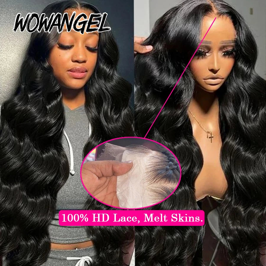 Wowangel 13x6 Full Lace Frontal Wig HD Lace Frontal Wigs Body Wave Human Hair Wigs 250% HD Lace Closure Wigs Melt Skins Glueless