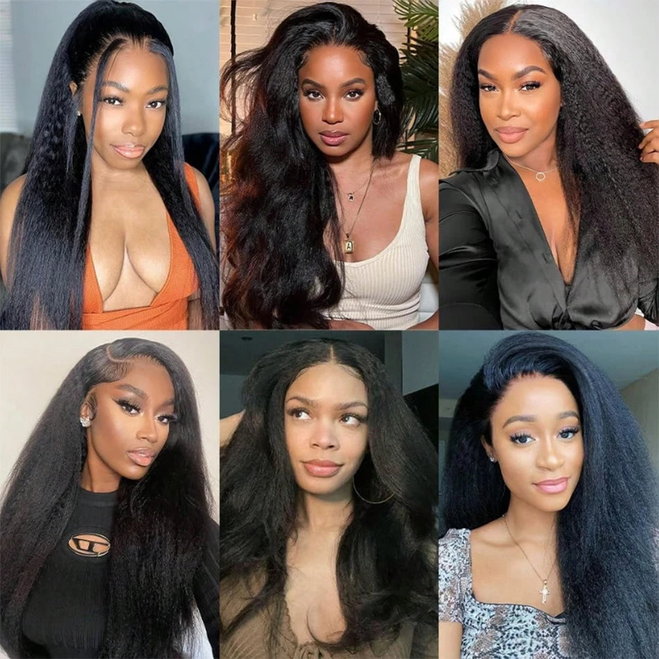 Kinky Straight Half Wig Human Hair 3 In 1 Seamless Flip Over Half Wigs Human Hair Wear Go Glueless Drawstring Headband Wig 200%
