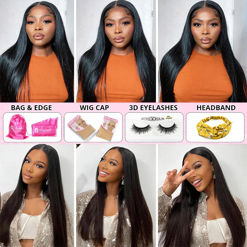 AliPearl Hair Straight 3 Bundles With 5x5 Closure Transparent Lace Closure Bundles With Closure Brazilian Human Hair