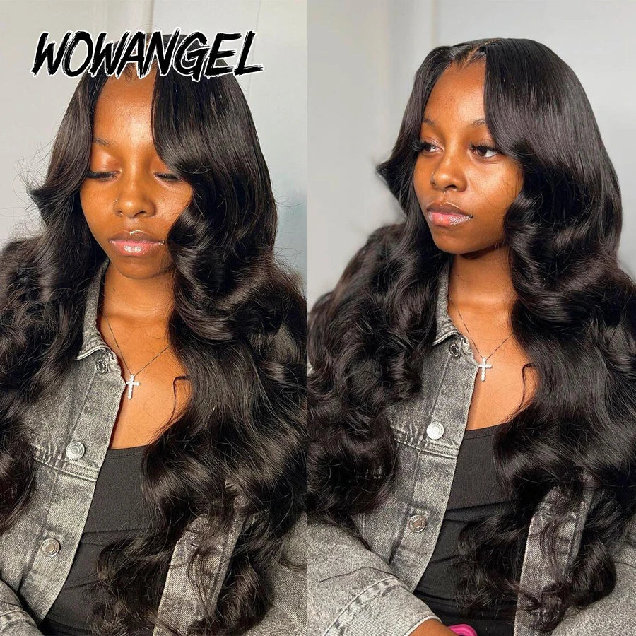 Wow Angel 2x6 HD lace Closure Wigs Body Wave Glueless Wig Human Hair Ready To Wear Deep Part HD Lace Closure Wigs For Woman