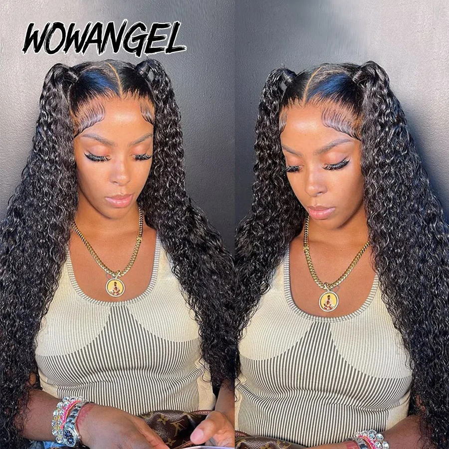 Wow Angel Glueless HD Lace Closure 7x7/6X6/5x5 Closure Water Wave Pre Plucked Natural Hairline Human Hair Curly Wigs For Women