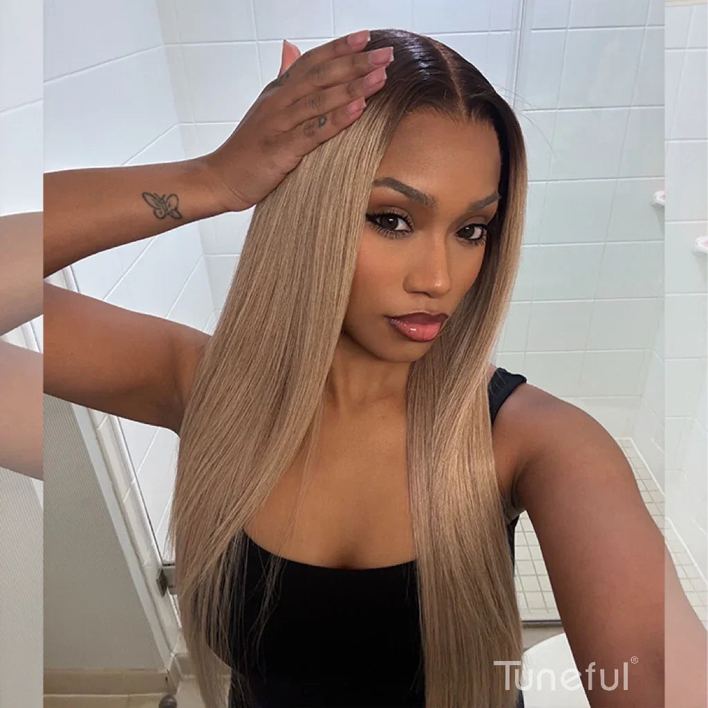 Tuneful Professional Toned Ombre Ash Blonde Mixed Dirty Blonde 13X6 HD Lace Front Human Hair Wigs Glueless Wigs Ready To Wear