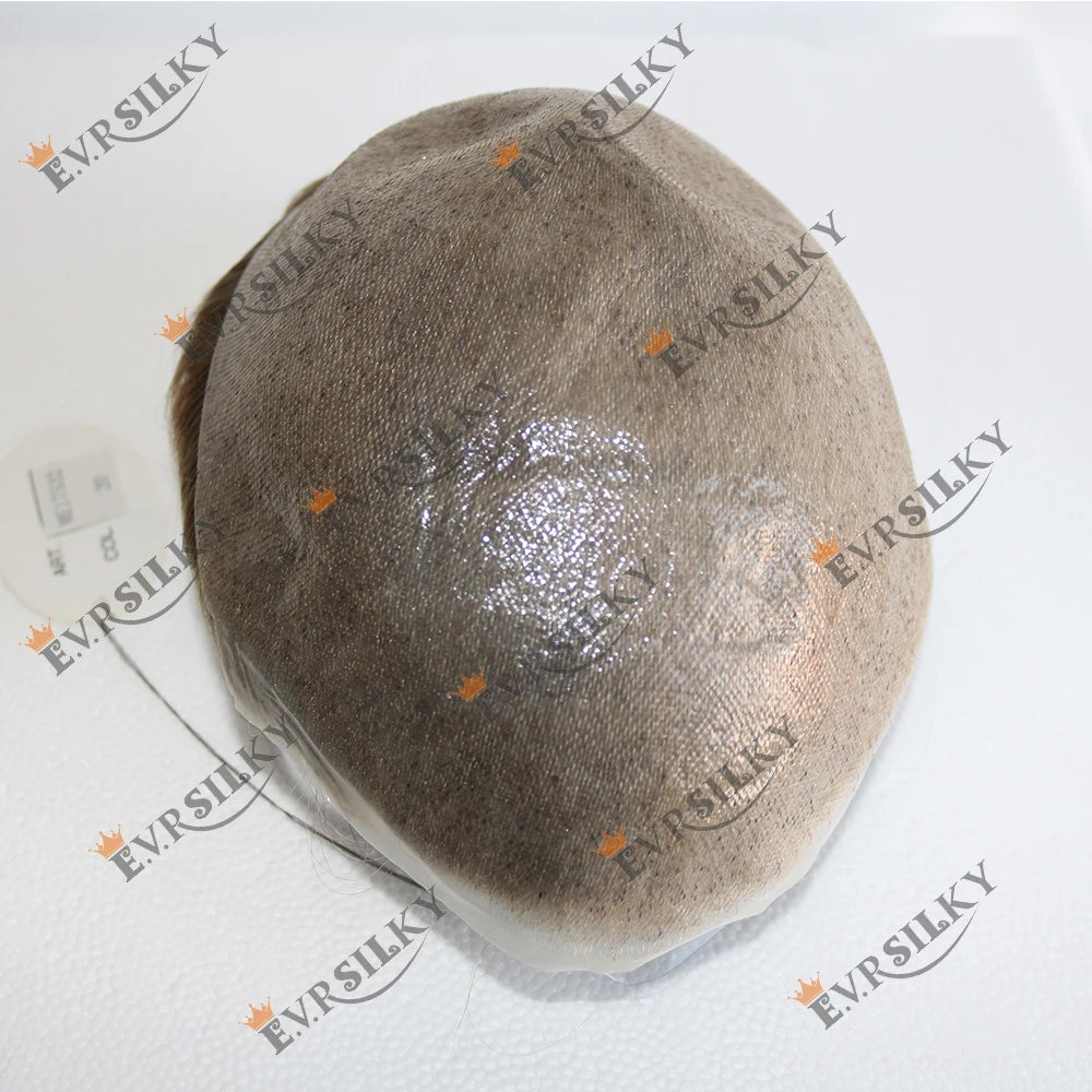 80%Density Old Man 1B80 Blonde Undetectable 0.02mm Ultra Thin Skin Vloop Men's Toupee Natural Hairline Microskin Hair System