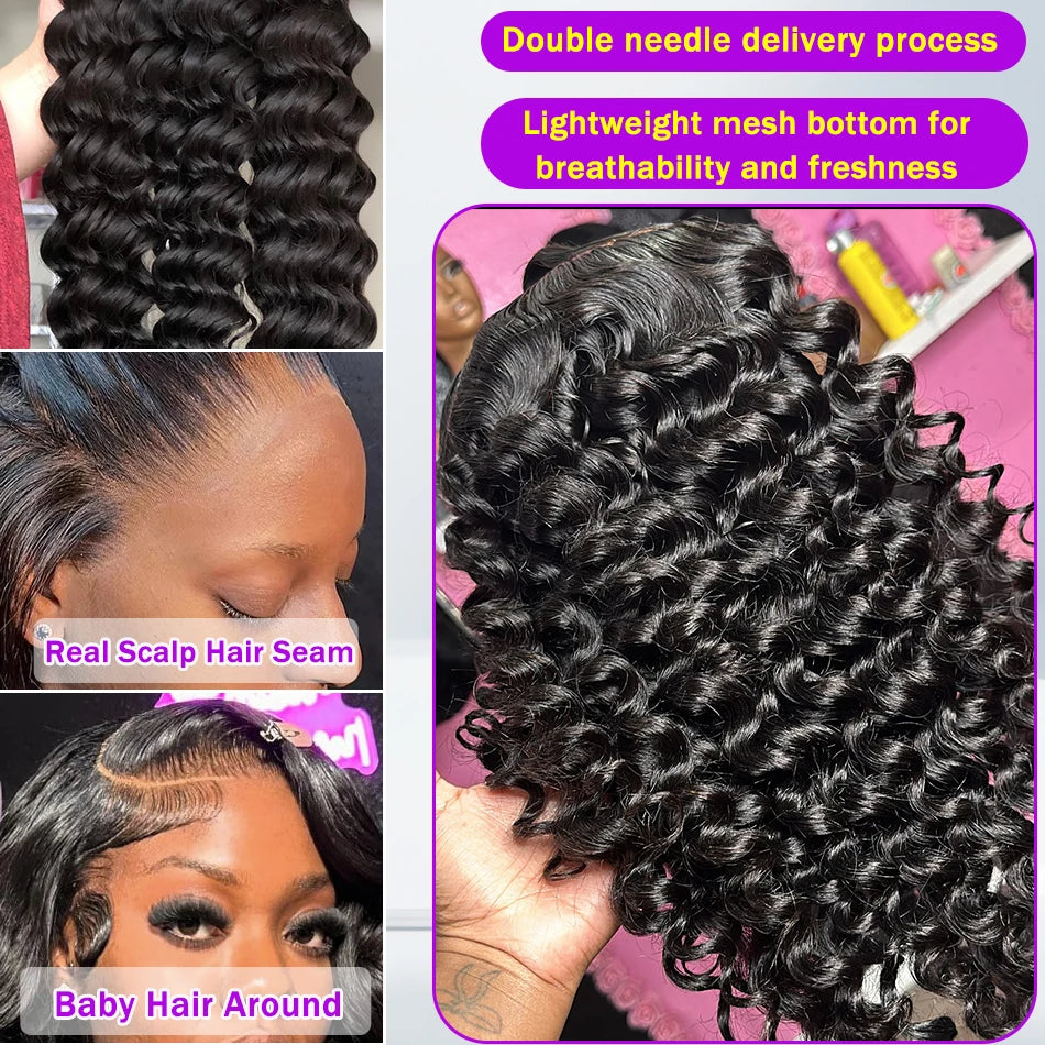 Melodie 40 Inch Loose Wave 13x6 HD Lace Frontal Wig Raw Hair Brazilian Deep Wave Curly Wigs Human Hair Preplucked For Women