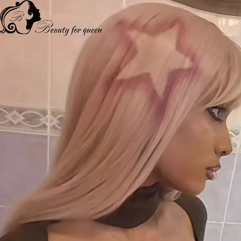 Colored Straight With Pattern High Quality Brazilian Human Hair Wig 13x4 HD Transparent Lace Frontal Wigs Pre Plucked Cosplay