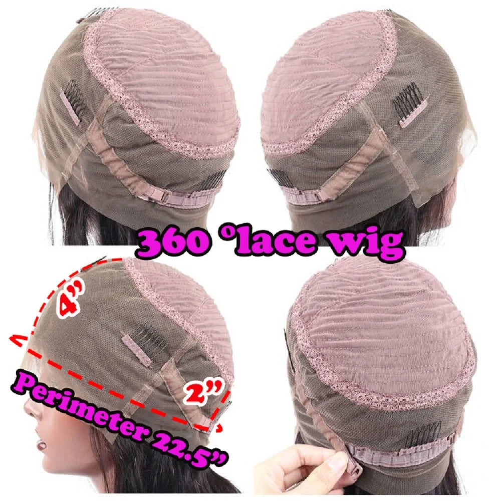 Glueless Body Wavy Fringe Wigs Black Blonde Highlight Pre Plucked 13x4 Silk Top Lace Front Wigs With Bangs 13x6/360 Lace Wigs