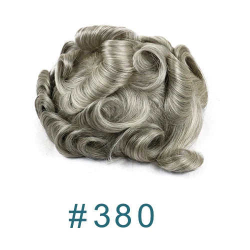 80%Density Old Man 1B80 Blonde Undetectable 0.02mm Ultra Thin Skin Vloop Men's Toupee Natural Hairline Microskin Hair System