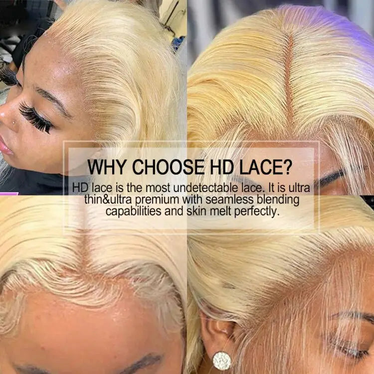 BEEOS 250% 34inch 613 Blonde 13x6 HD Full Lace Frontal Human Hair Wigs Straight Glueless 5x5 HD Lace Closure Wigs PrePlucked