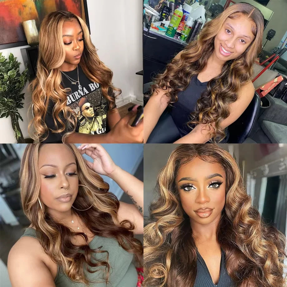 Highlight Wigs Human Hair 13x6 Body Wave Hd Lace Frontal Wig Human Hair Colored 13x4 Lace Front Human Hair Wig Ombre Honey Blond