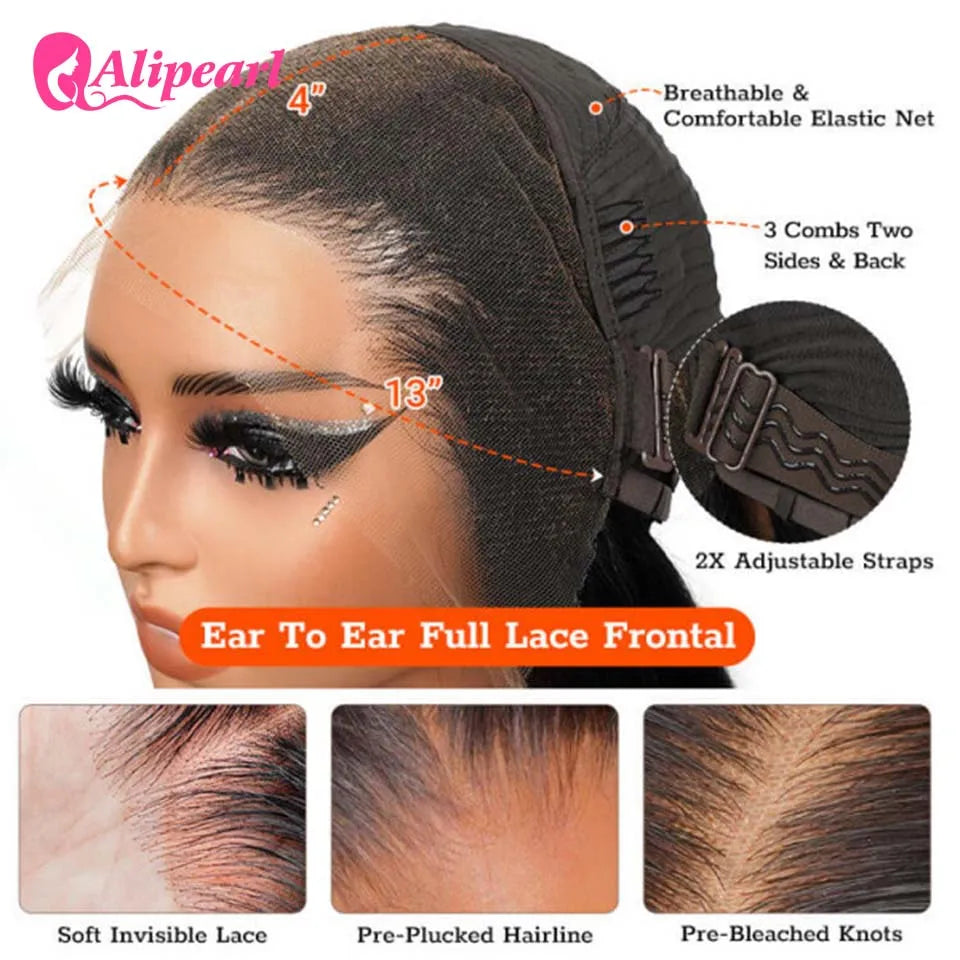 AliPearl Hair Real HD Lace Front Human Hair Wigs Pre Plucked Water Wave 5x5 HD Transparent Lace Wigs Peruvian Hair For Woman