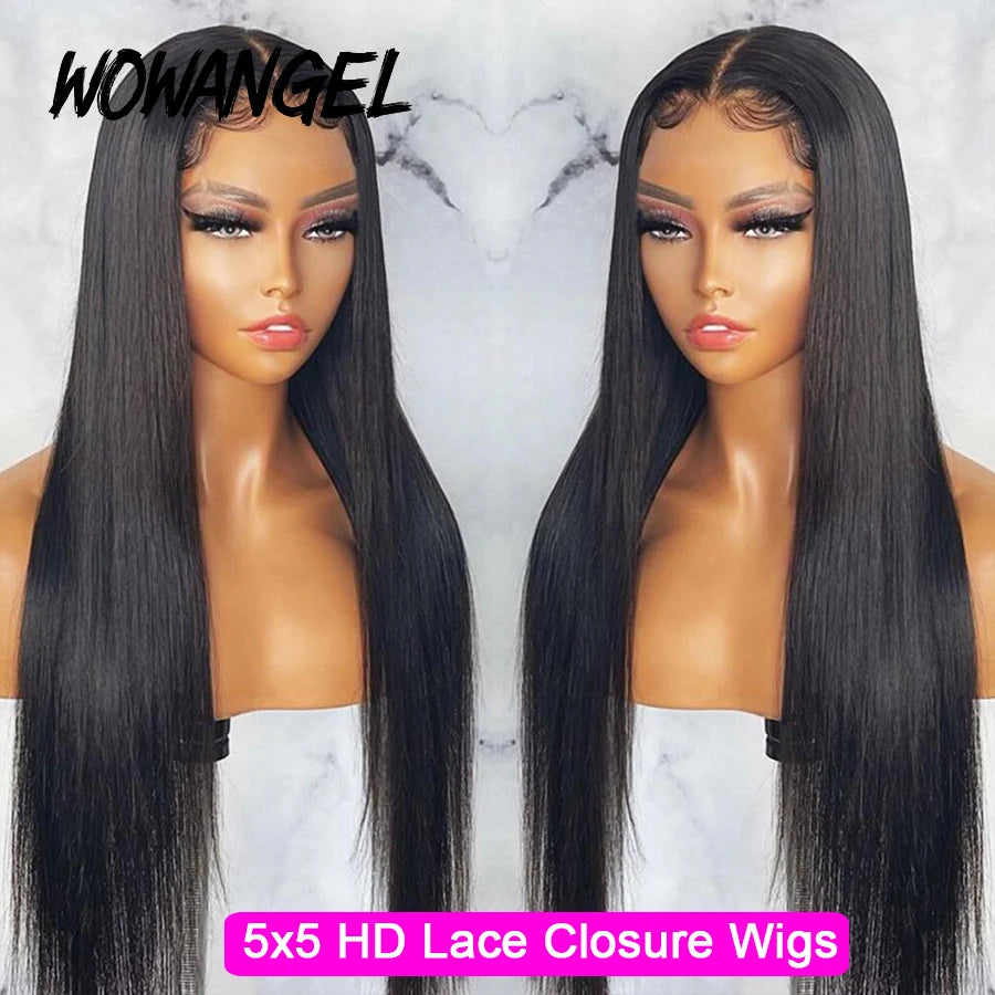 Bye Bye Knots Wigs 5x5 HD Lace Closure Wigs Natural Scalp 28inch Glueless Wigs Human Hair Ready to Wear Brazilian Hair For Woman